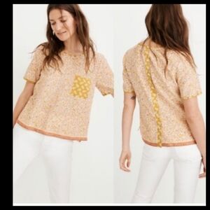 Madewell Button-Back Pocket Top in Jaipur Floral Size S